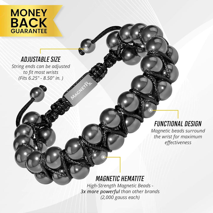 ® Hematite Magnetic Bracelet - Beaded Magnetic Hematite Bracelets