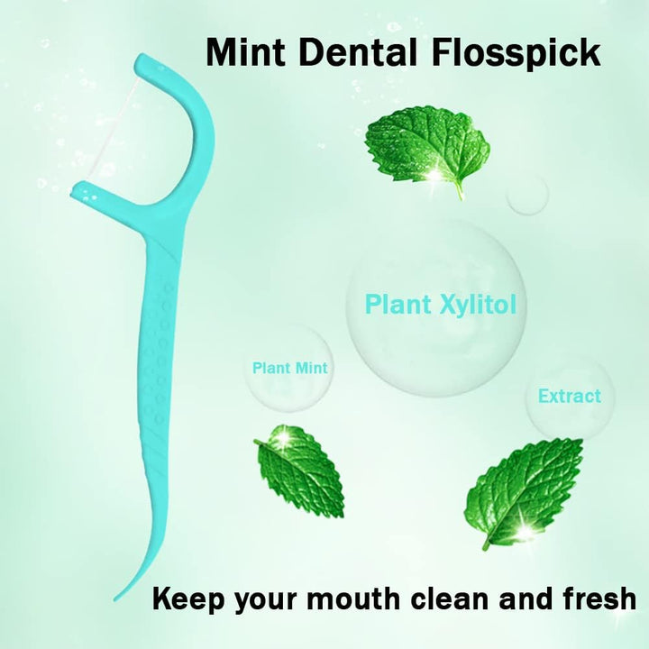 Dental Floss Picks,Dental Floss Sticks for Teeth Cleaning(100Pcs,Mint)