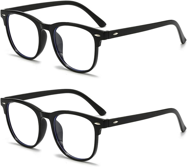 2 Pack Blue Light Blocking Glasses, Reading Glasses for Women Men Slim round Frame Lightweight anti Blue Light Computer Gaming Glasses Reading Glasses anti Glare anti Eyestrain