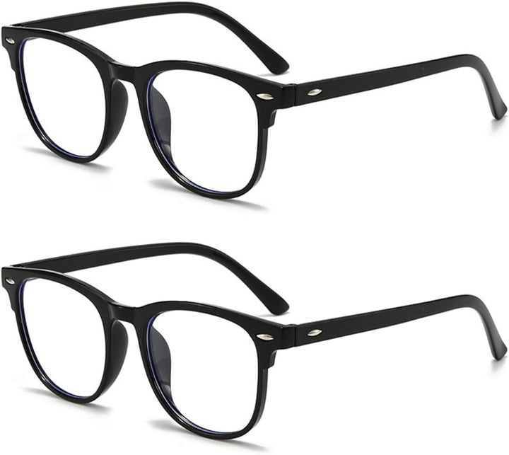 2 Pack Blue Light Blocking Glasses, Reading Glasses for Women Men Slim round Frame Lightweight anti Blue Light Computer Gaming Glasses Reading Glasses anti Glare anti Eyestrain