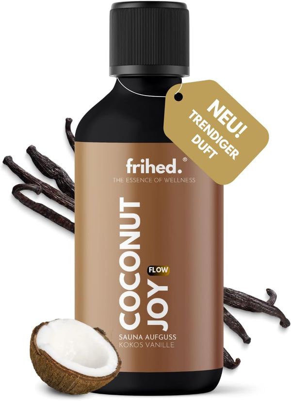 Frihed. Coconut Joy Sauna Infusion - Highly Concentrated Sauna Oil Coconut Vanilla - Exotic - Long-Lasting Fragrance - Glass Bottle - Made in Lüneburg