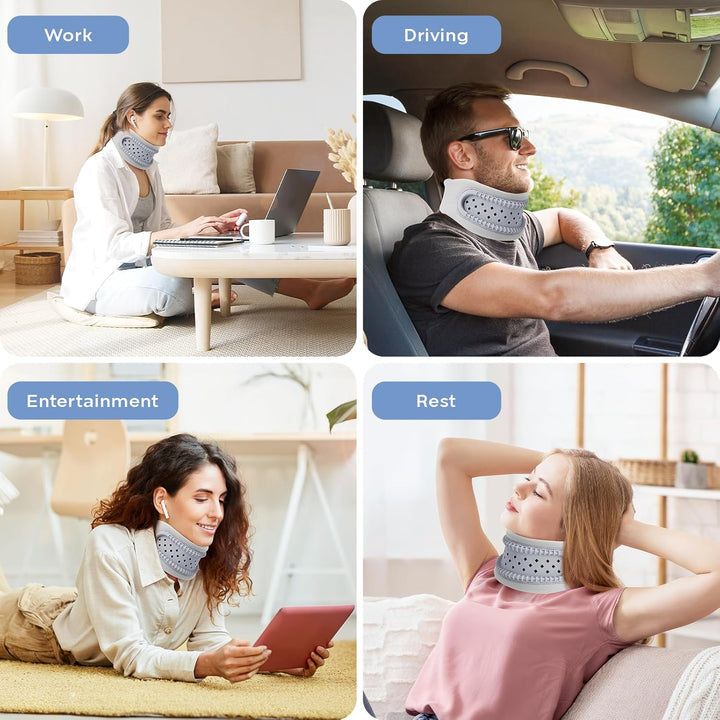 Neck Brace for Neck Pain and Support - Silicone Foam Cervicorrect Neck Brace, Adjustable Neck Support Brace Breathable Cervical Collar for Sleeping Relieving Spinal Pain and Pressure (Grey)