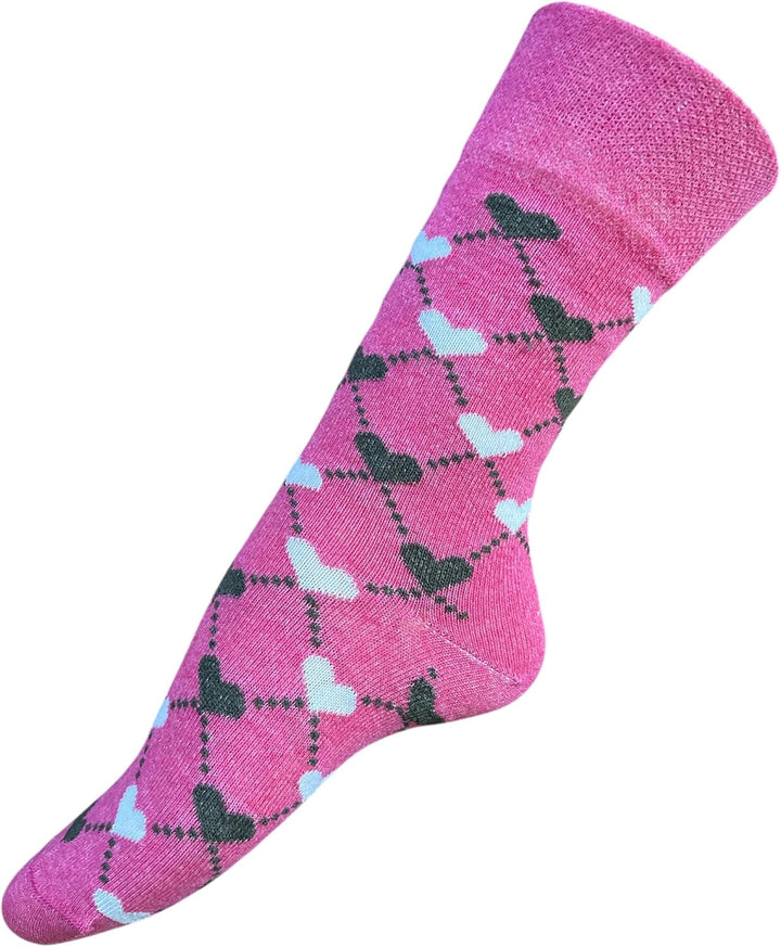 6 Pairs Ladies Loose-Top Non-Elastic Socks, (Pack of 6) COTTON, Bright Colours Diabetic Socks UK Size 4-7, EUR Size 37-42