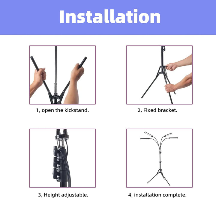 Tanning Lamp for Home, Tanning Lamp with 420Pcs Leds, 40W Face Tanning Lamp with 4 Lamp Heads and Adjustable Bracket, 460Nm Sun Lamp, Sunbeds for Home Tanning, Tanning Bed for Face and Body