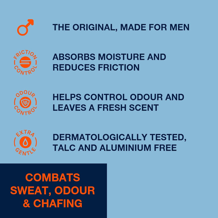 Intimate Dry & Fresh Powder for Men 100 G – Talc-Free Body Powder for Balls, Butt and Groin – Fights Sweat, Odour and Chafing – Stay Fresh and Dry