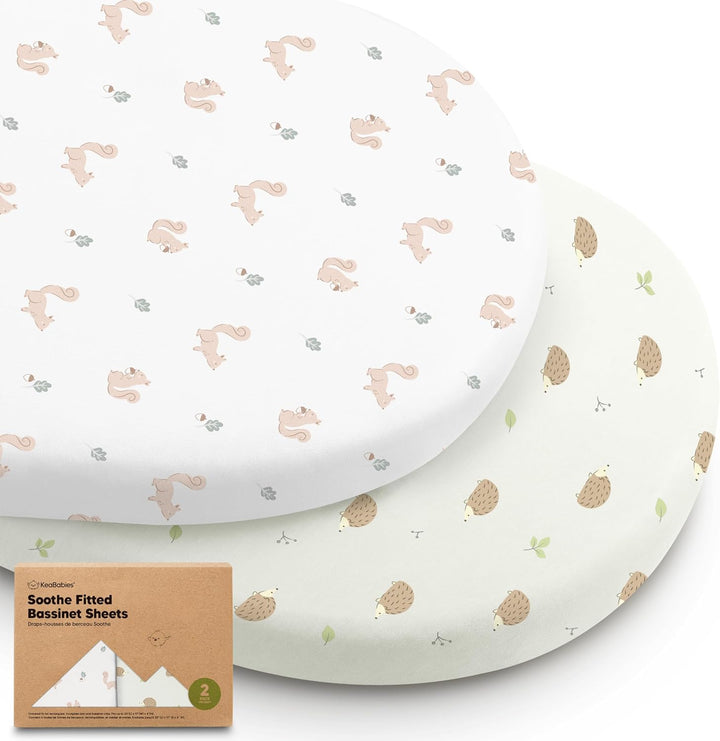 2-Pack Organic Bassinet Sheets for Girls, Boys - 100% Cotton Bassinet Mattress Sheets Compatible with Halo Bassinest Swivel Sleeper, Graco, Baby Delight, Chicco, Unisex Fitted Bassinet Sheets (Sage)