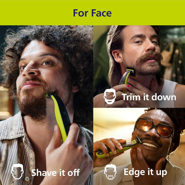 Oneblade 360 Face, Authentic Hybrid Electric Beard Trimmer & Shaver with 360 Blade Innovation. Incl. 1X 360 Blade, 1 X Extra 360 Blade (8 Month Supply), 5-In-1 Adjustable Comb, Model QP2734/30
