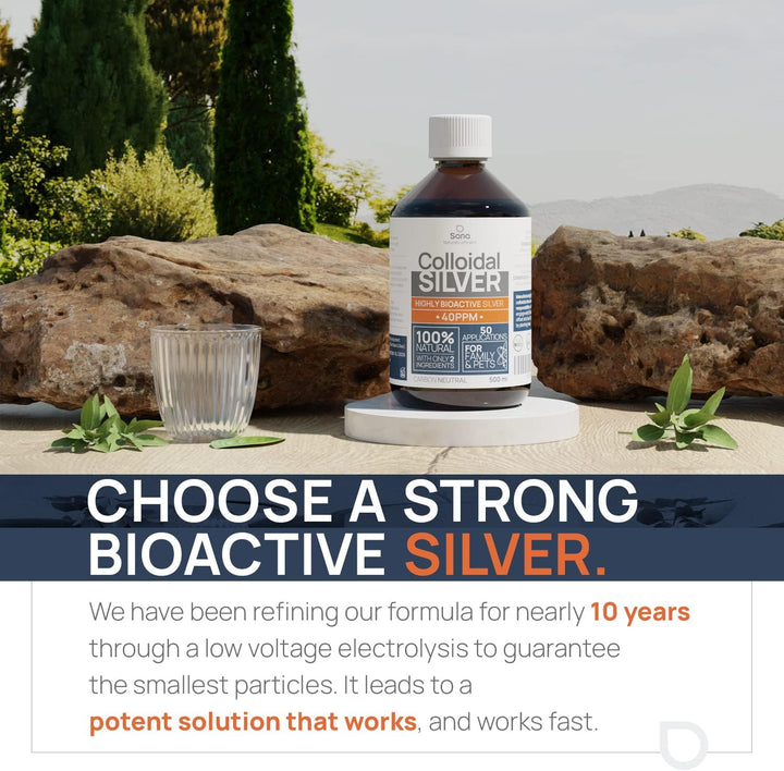Colloidal Silver 40 PPM 500 Ml - for Humans & Dogs - Silver Water, Small Particles for Results - Carbon Neutral