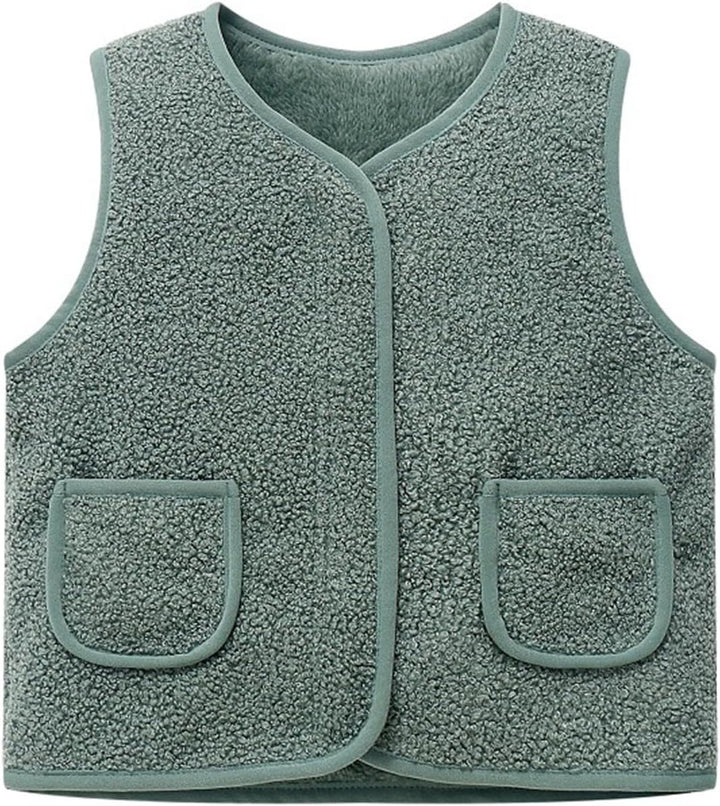 Girls Fleece Vest Winter Padded Warm Jacket Outerwear Softshell Windproof Thermal Insulated Coats for Toddler Kids