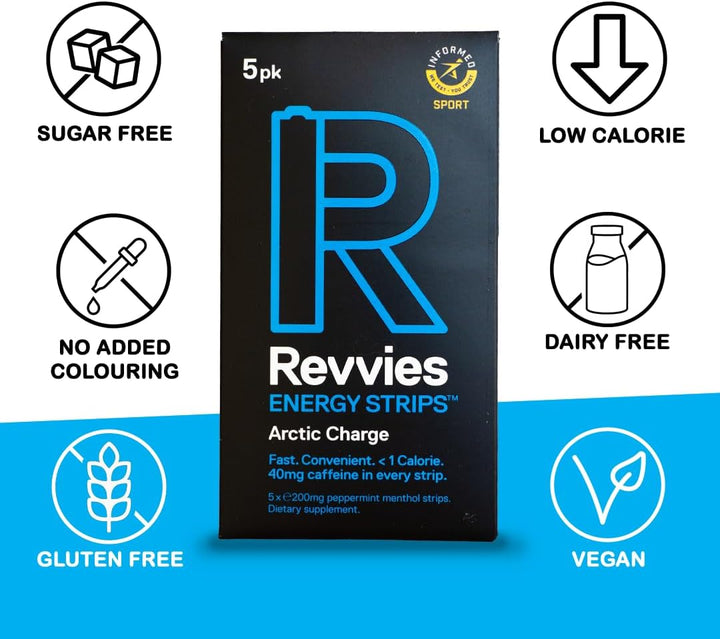 Energy Strips | Arctic Charge | 25 Strips | 40Mg Caffeine Strip | Energy Strips | Instant Boost | Suitable Pro Athletes | Easy on the Stomach | Vegan | Sugar-Free