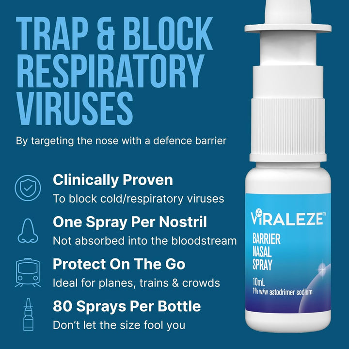 Barrier Nasal Spray – Helps Trap & Block Cold & Respiratory Viruses, Clinically Proven, Extra Layer of Protection - Travel-Friendly Spray for Crowds, Planes & Trains (10Ml / 80 Sprays)