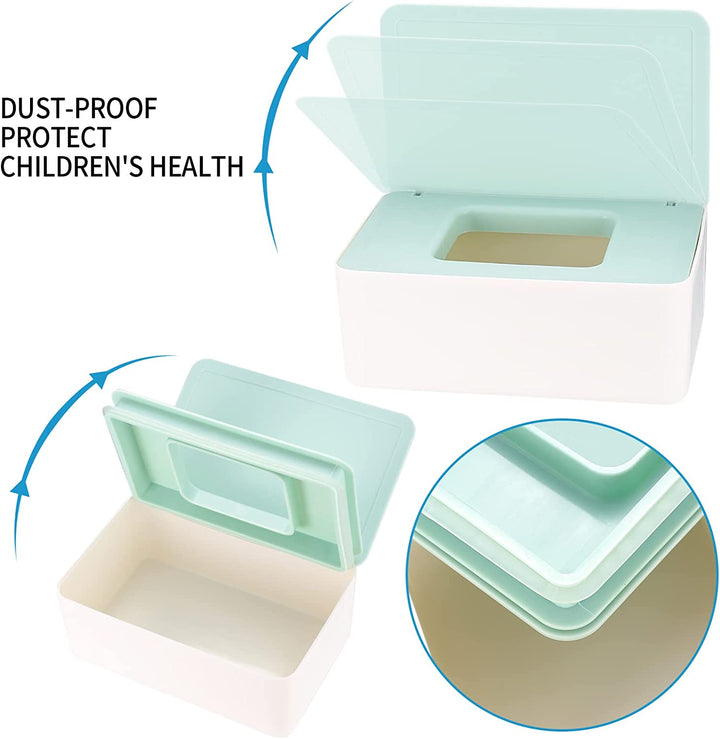 Wet Wipes Storage Box, Wet Wipes Box, Wipes Dispenser Holder Case Boxes, Toilet Tissue Paper Napkin Container Box with Lid for Home Office Desk - Green (Green)