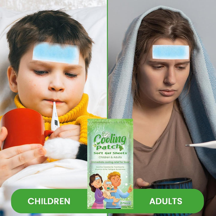 Cooling Patches - Refreshing Soothing Pads, Reusable Forehead Sheets, Cool Patch, Heat Relief for Kids Adults Sports Camping School Hiking Travel Dorm Hot Weather, Portable Coolings Aid, Blue