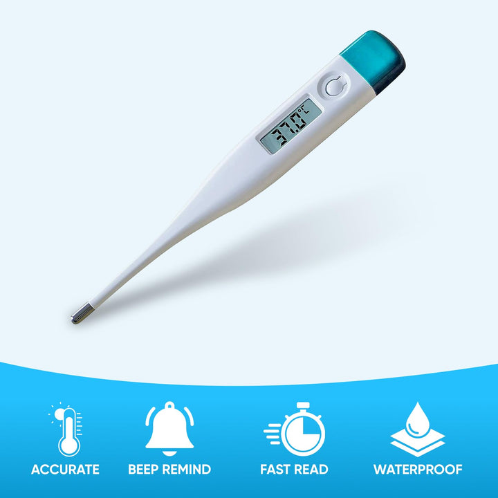 Digital Oral Medical Thermometer – for Mouth, Underarm & Rectal Use – Waterproof Childs Thermometer, Clinical Temprature Checker for Adults, Kids & Babies
