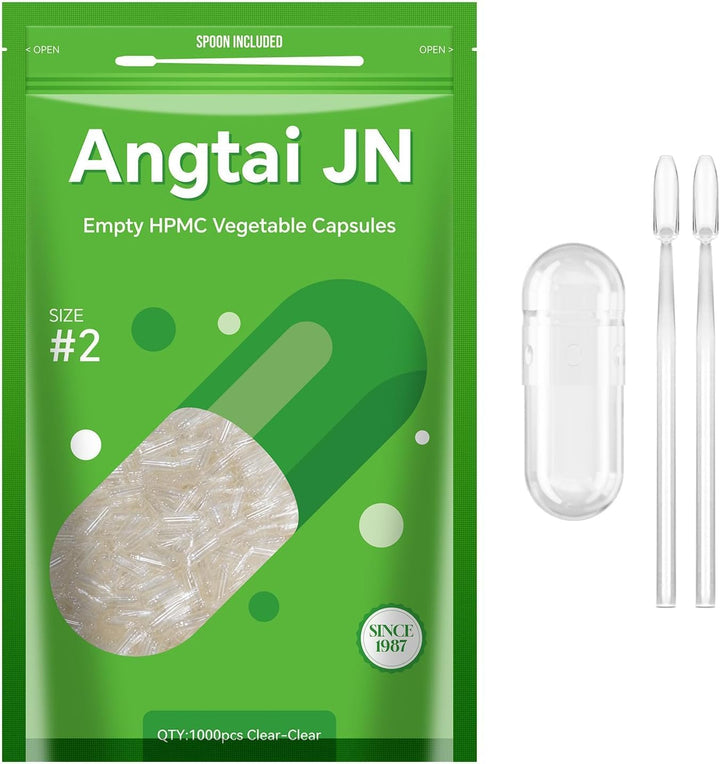 Empty Capsules, jn 100 Count Clear Vegetarian Capsules, Size 2 DIY Pill Capsules Filling Empty Caps with Micro Lab Spoon, Kosher, ISO9001, Gluten Free, Halal Certified, Non-Gmo Certified