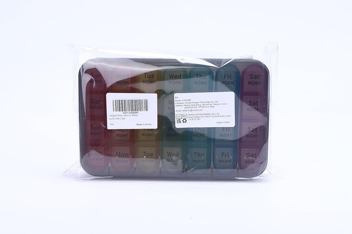 Pill Box Organiser 4 Times a Day,  Weekly Pill Boxes, 7 Day Tablet Organiser, Daily Pill Dispenser 7 Day 4 Compartments, Tablet Box for Medication, Vitamins and Supplements (Black)