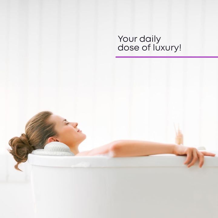 Bath Pillow with 6 Suction Cup and Air Mesh Technology, Ergonomic Design Helps Support Head and Neck, Non-Slip (White)