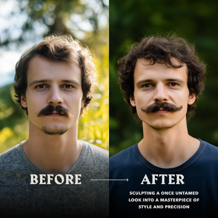 Moustache Wax and Comb Kit - 60G, Unscented - Strong Hold Moustache Wax for Men & Anti-Static Comb for Precise Grooming - Non-Greasy Formula for Easy Beard Care