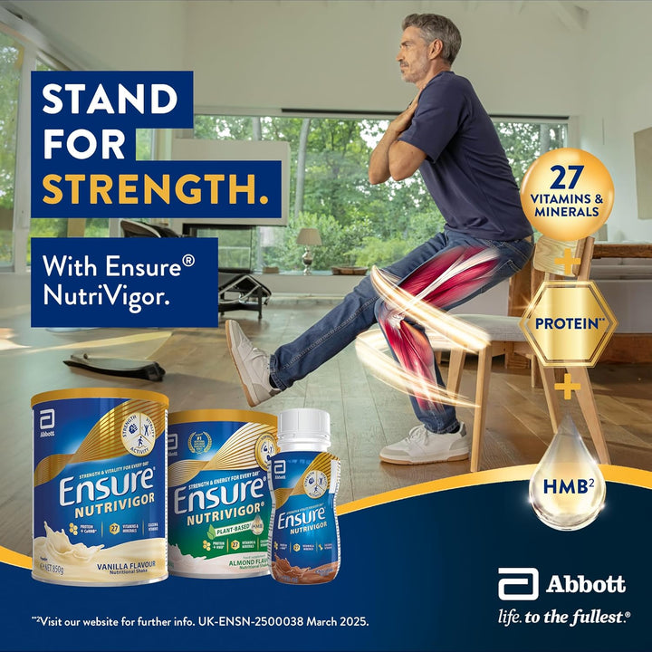 Ensure  Nutritional Shake – Vanilla Flavour – 12 X 220Ml – Boosts Energy – Ready-To-Drink – Food Supplement with Protein, HMB And27 Vitamins and Minerals