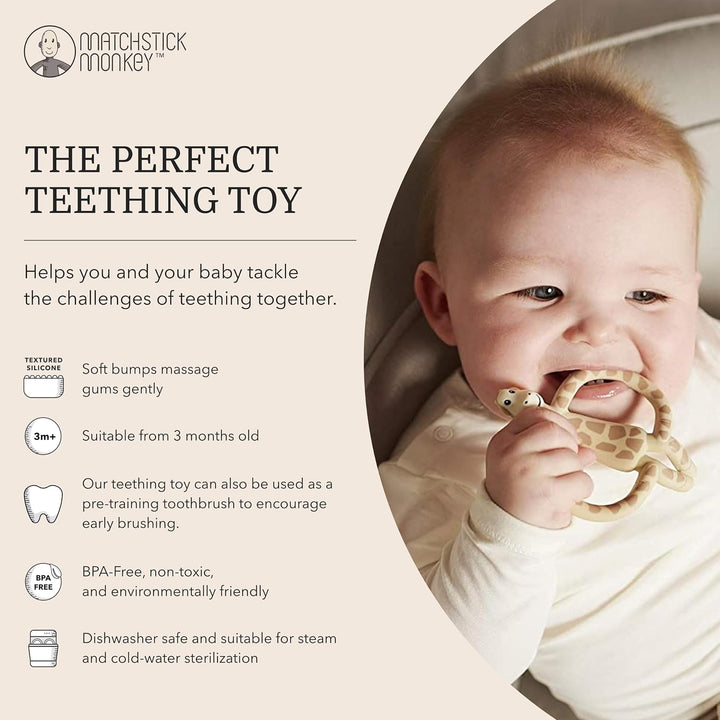 , Antimicrobial Silicone Teether & Gel Applicator, Easy to Grip, BPA Free, 3 Months Old+, 11 Cm, Gigi Giraffe, Pack of 1