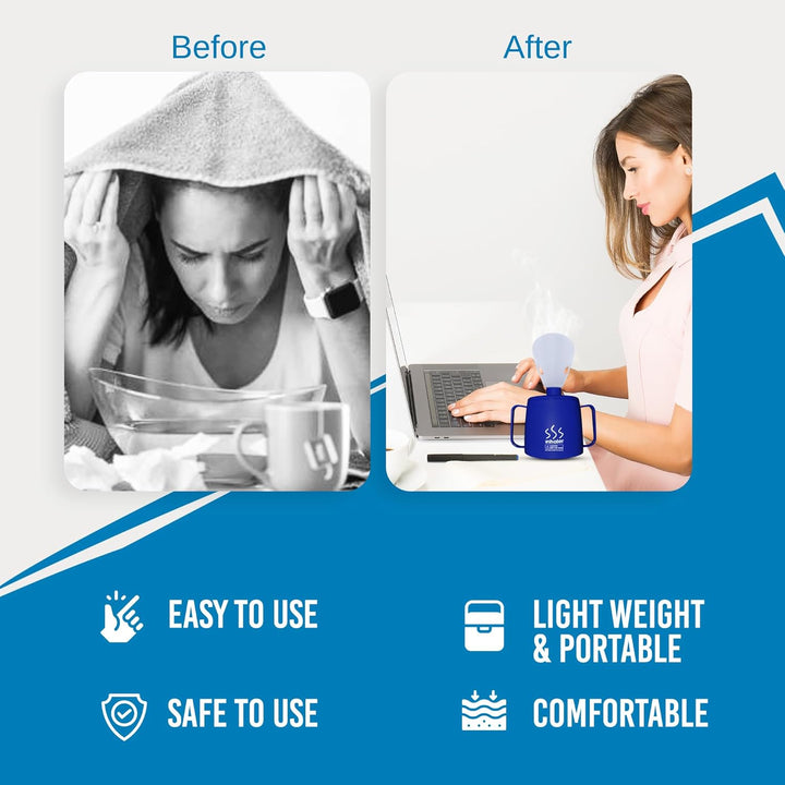 Medisure Steam Inhaler Cup with Menthol Crystals (5G), Steam Inhaler for Colds, Coughs, Flu and Blocked Nose Relief - Suitable for Adult and Kids