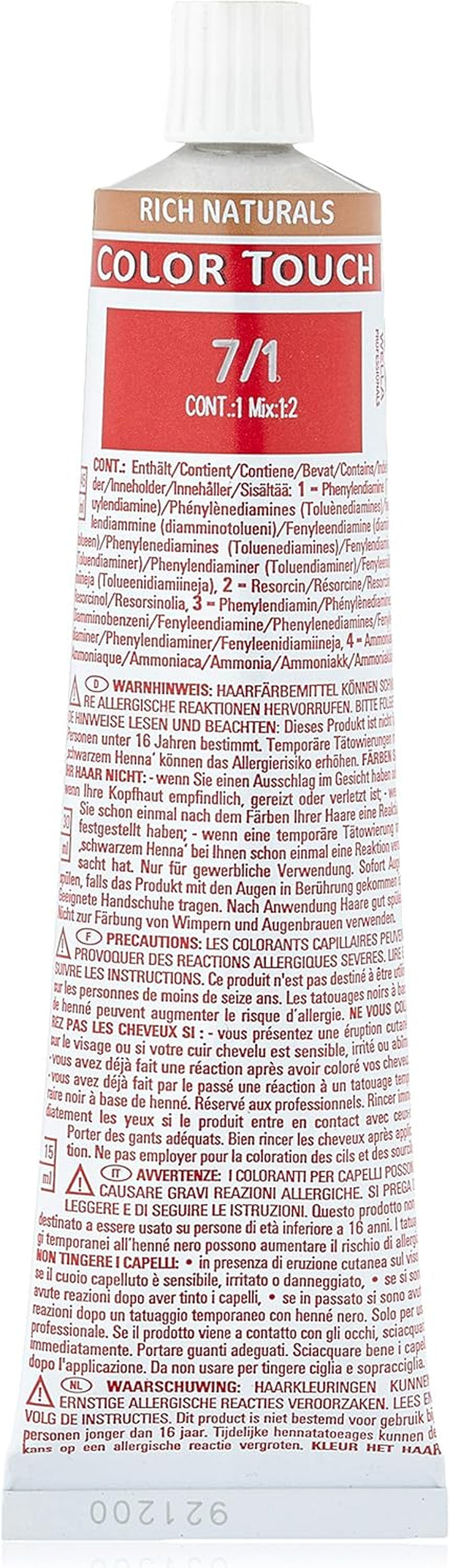 Wella Colour Touch Demi-Permanent Hair Colour, No. 6/0 Dark Blonde, 0.13601 Kg