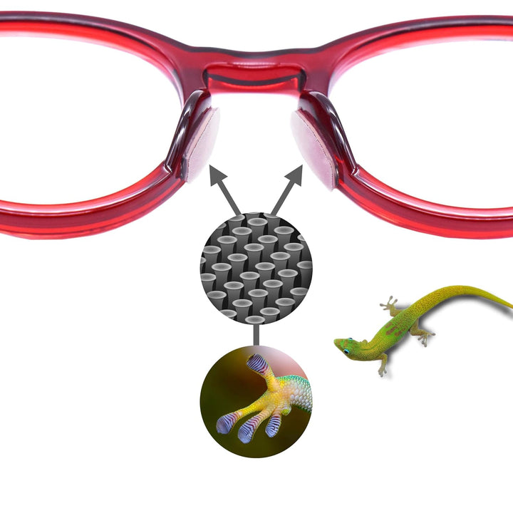 Gecko Grip Glasses Nose Pads (5 Clear Pairs) - Anti-Slip Nose Pads for Glasses, USA Made, Micro-Structured Fibers, Ultra-Strong Grip and Ultra-Soft, Self Stick Adhesive, 1 X 7 X 16 Mm