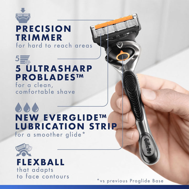Proglide Razor for Men, 1  Razor, 9 Razor Blade Refills, Designed for a Close Shave, with Lubrastrip