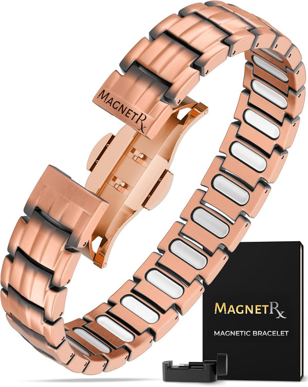 ® Magnetic Copper Bracelet for Men - Ellipsemax 5X Strength 5,000 Gauss Magnets - Designed in USA & Patent Approved - Premium Mens Copper Bracelet with Adjustable Length