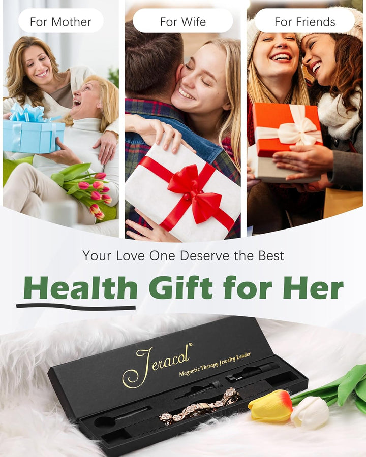 99% Copper Bracelet for Women,Magnetic Bracelet for Women with Lucky Clover Design,Adjustable Length with Sizing Tool in Gift Box