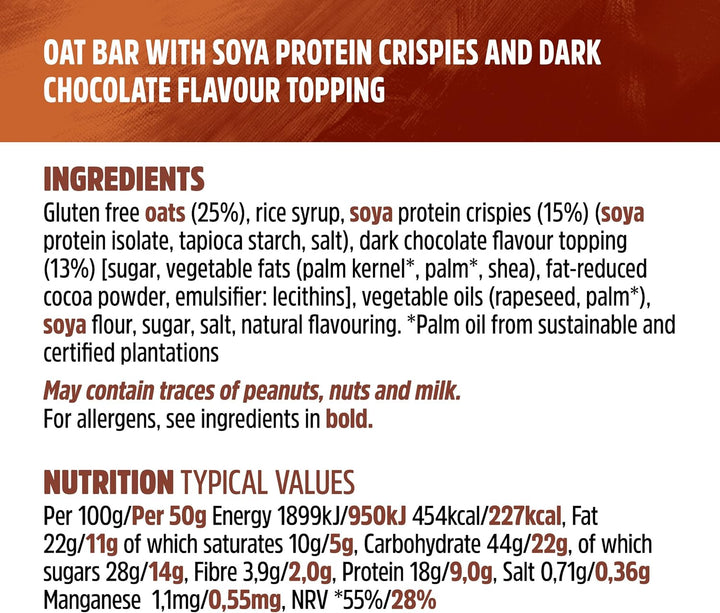 High Protein Flapjack Cocoa Oat, 50 G - Gluten Free Bars – Healthy Snack Bars – Plant Based Protein - Vegan Bars (Pack of 16 Bars) | L0572375-P107199021-M107199013