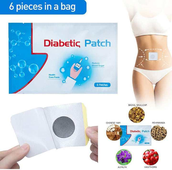 Diabetic Patches to Lower Blood Sugar Naturally, Herbal Cure Reduce High Blood Sugar Balance Plaster,5 Packs 30Pcs