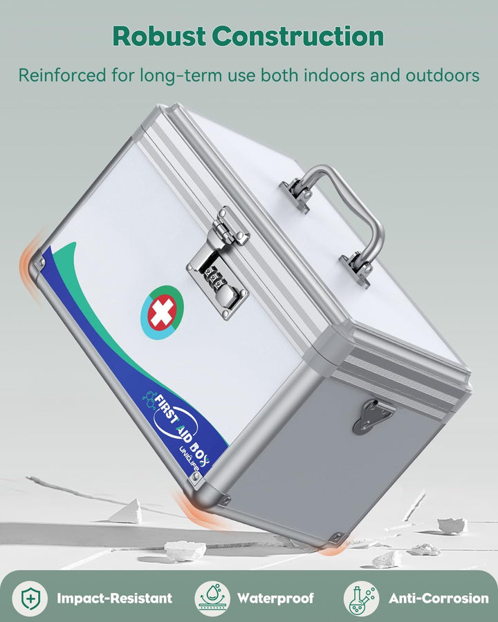 Large Medicine Lock Box First Aid Box with Combination Lock, Lockable Medicine Storage Boxs for Medications, 30 X 17.8 X 19 (Cm)