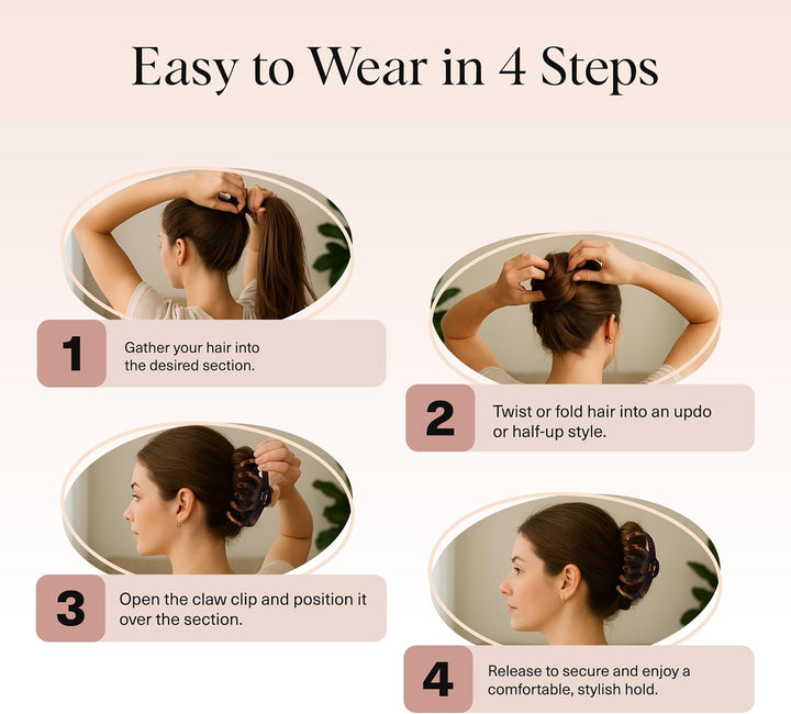 Hair Clip Octopus Style - Secure Hold Large Claw Clip, Hair Claw Clips for Thick Hair, Hair Accessories for Women, Hair Accessories for Girls, Hair Clips for Women, Black & Tortoise, 2Pcs