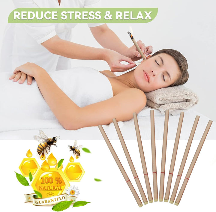 Natural Ear Candles 16 Pcs,  Beeswax Ear Wax Candles, Hopi Ear Candle with Protector Disks