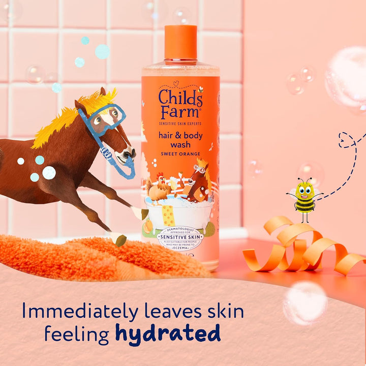 Kids Hair & Body Wash, Sweet Orange | Tear-Free, Gently Cleanses | Suitable for Dry, Sensitive Skin, 500Ml