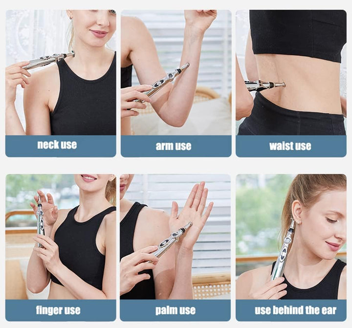 Electronic Acupuncture Pen, 5-In-1 Acupuncture Needles Pain Gone Pen for Pain Relief, Powerful Meridian Energy Pulse Acupressure Pen, Powered by 1 AA Battery