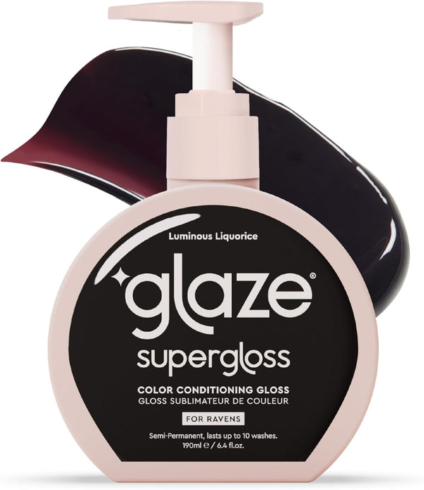 Supergloss Color Conditioning Gloss with Dispensing Pump – Hydrating Semi-Permanent Color Hair Gloss & Shine Boost – for Dark Brown Hair to Black Hair – 6.4 Fl Oz - Luminous Licorice