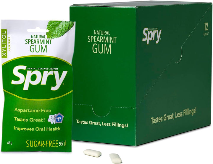 Fresh Natural Xylitol Chewing Gum Dental Defense System - Aspartame-Free, Sugar-Free, Non-Gmo, Gluten-Free (Spearmint, 100 Count - Pack of 1)