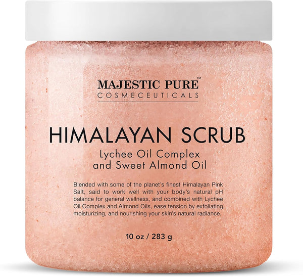 Himalayan Salt Body Scrub with Lychee Oil, Exfoliating Salt Scrub to Exfoliate & Moisturize Skin, Deep Cleansing - 10 Oz