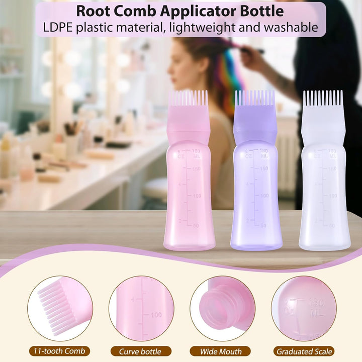Root Comb Applicator Bottle 180Ml Hair Oil Applicator for Hair Dye, Hair Oiler Comb Bottle with Graduated Scale