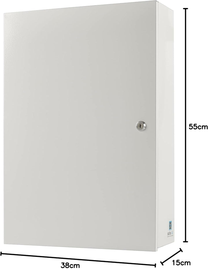Medical 2 Medicine Storage Cabinet Shelves Wall Mounted Extra Large First Aid Lockable Metal Case for Bathroom Secure Box Locker with Child-Proof Lock Home or Office White