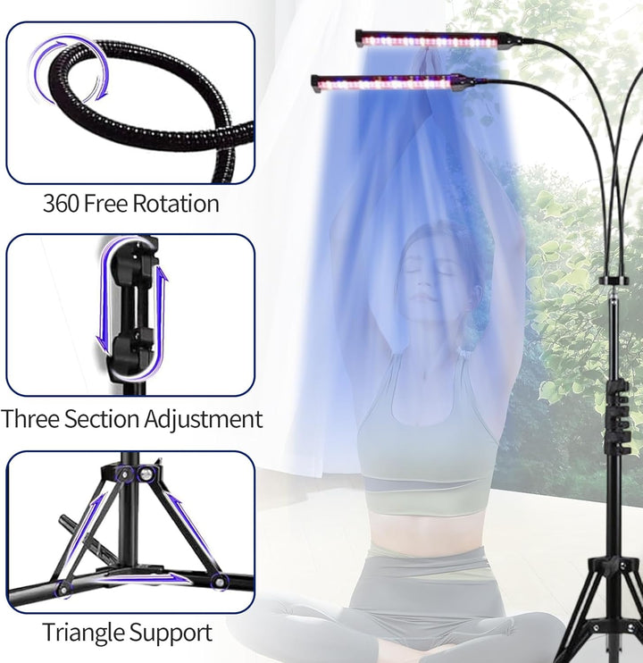 Tanning Lamp for Home with 460Nm & 490Nm Blue Light, 60W Face Tanning Lamp with 4 Lamp Heads and Adjustable Bracket, Tanning Bed with Adjustable Lighting Mode Intensity Time, Sunbeds for Home Tanning