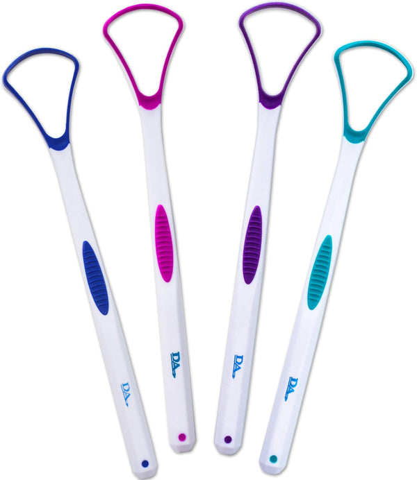 4 Tongue Scraper Cleaner ~ Soft & Gentle Silicone Head (1 of Each Colour)