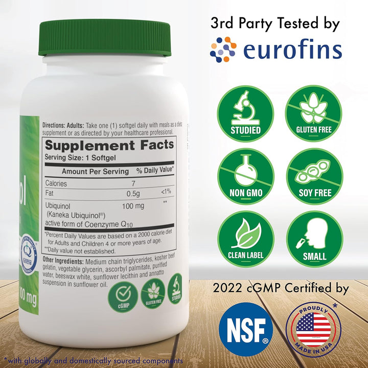 Ubiquinol 100Mg 60 (Soy-Free) (Non-Gmo) EAF Coq10 (Enhanced Absorption Formula Coenzyme Q10 as Kaneka Ubiquinol) by  (60 Softgels)
