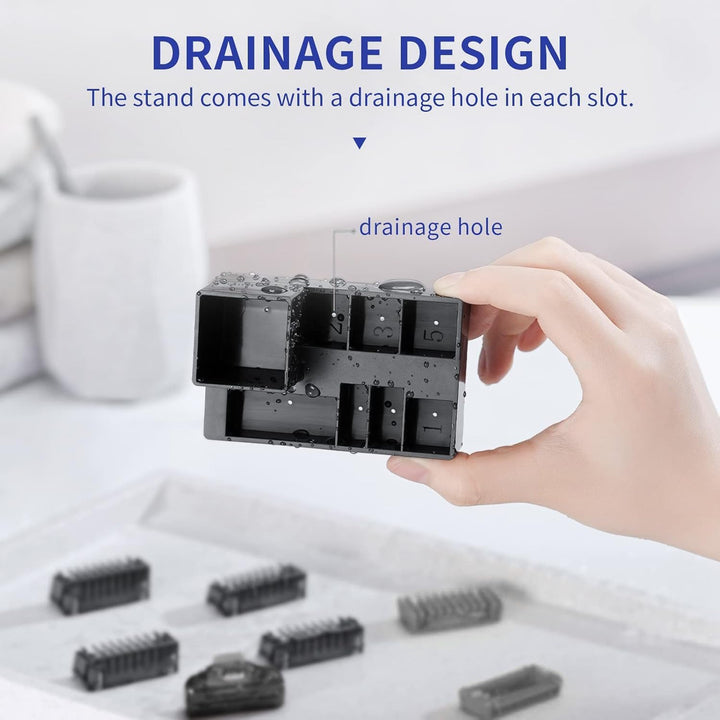 Shaver Stand with Guide Comb Body Skin for Oblade & O Blade Pro QP2520 QP2530 QP2620 QP2630 Face Hair Clippers Beard Trimmer Replacement Pack Kit (6PC+ Stand)