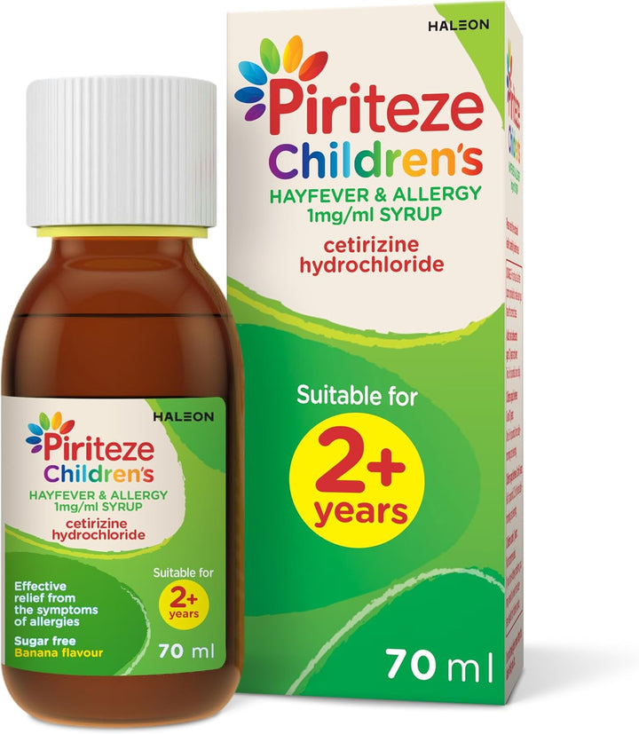 teze Children’S Hayfever & Allergy Syrup. Sugar Free, Banana Flavour Syrup Containing Cetirizine (Antihistamine). 2 Years+, 70Ml