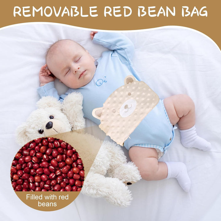 Infant Abdominal Band, Microwaveable, Red Bean Heating Liner, Machine Washable, Adjustable Velcro, Beige, for the Relief of Infant Abdominal Pain, Colic, Abdominal Distension, Soothing Babies