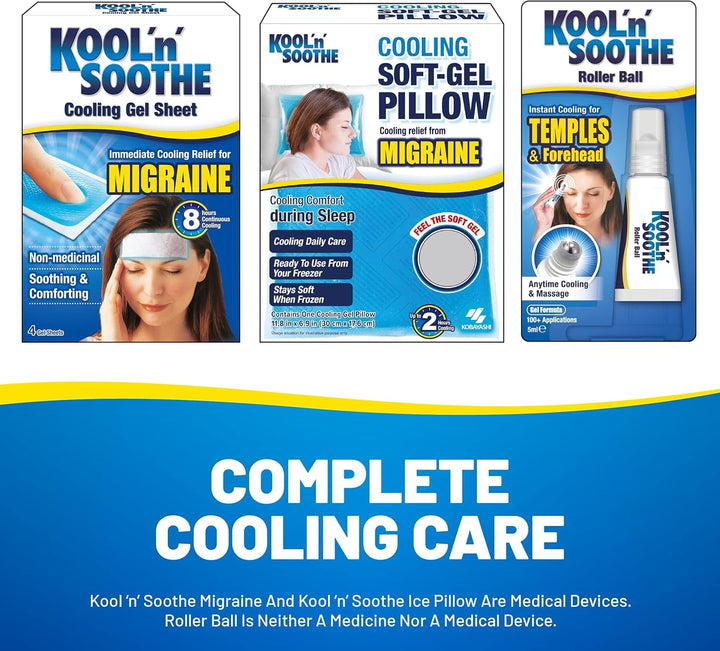 MIGRAINE Cooling Gel Sheets/ 4 Pack/Immediate Cooling Relief for Migraine & Severe Headache