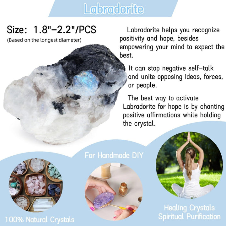 Moonstone Raw Crystal Stone - Natural Healing Rock Rough Gemstone 1.77-2.17" for Lovers, Beginners, Collectors - Reiki Spiritual Gift